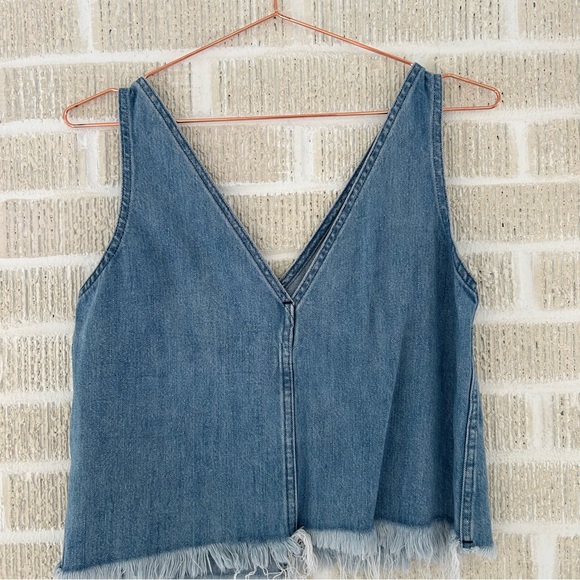 ABLE Cut Off Denim Cropped Tank Top - Picture 4 of 6